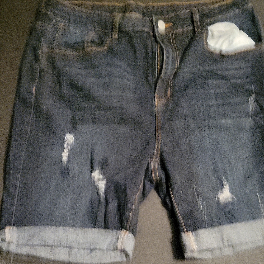 SHEIN Dark Blue Distressed Jean Shorts
